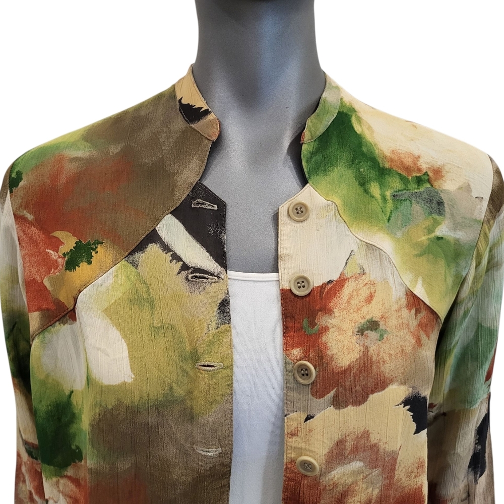 185B. Vtg. Platinum by Dorothy Schoelen Floral Button-Up Blouse - Size Small - Picture 2 of 5